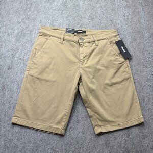 Mavi Jacob 11" Chino Shorts Men 33 Beige Khaki Stretch Slim Fit